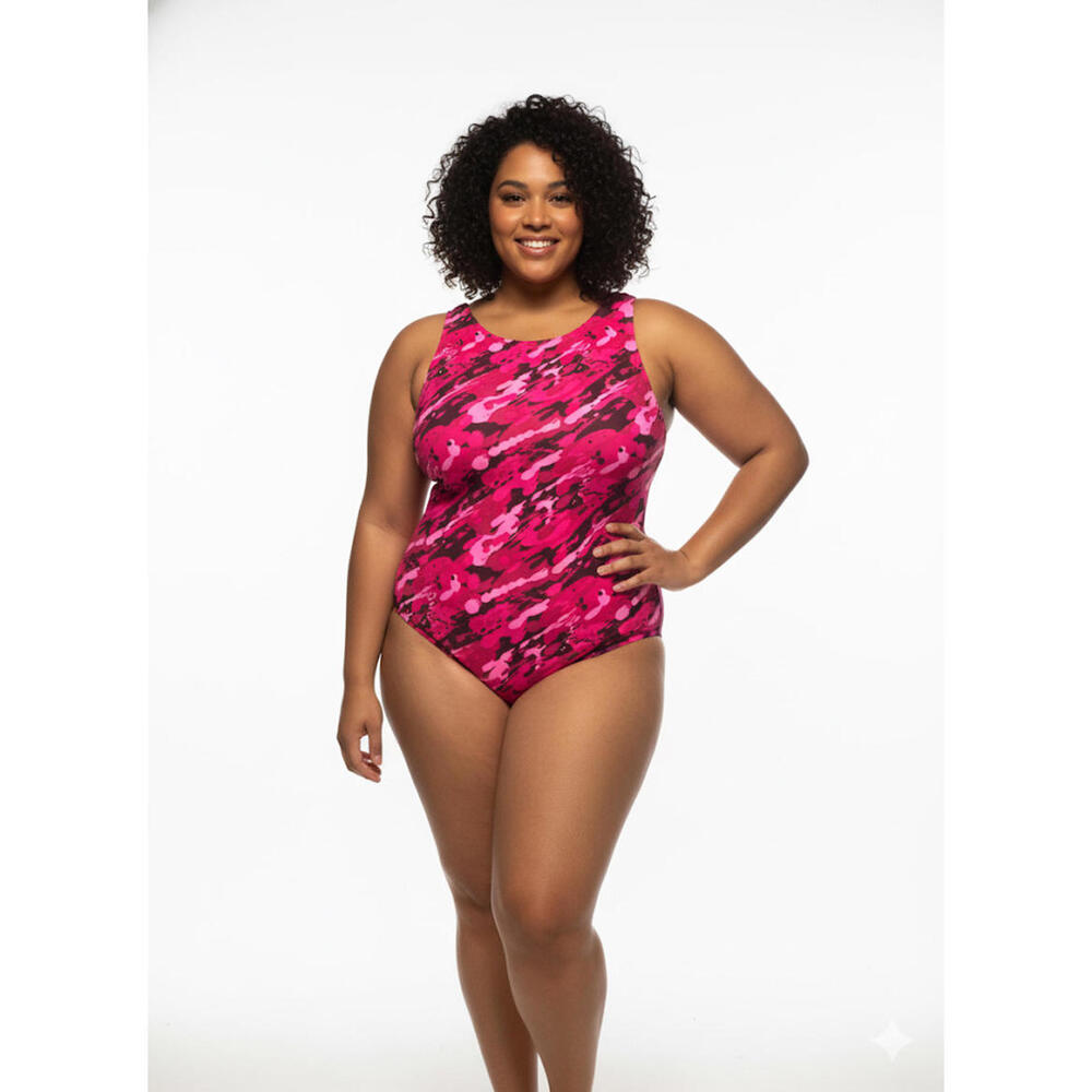 Dolfin Women's One-Piece Swimsuit Pink Camo Print 18